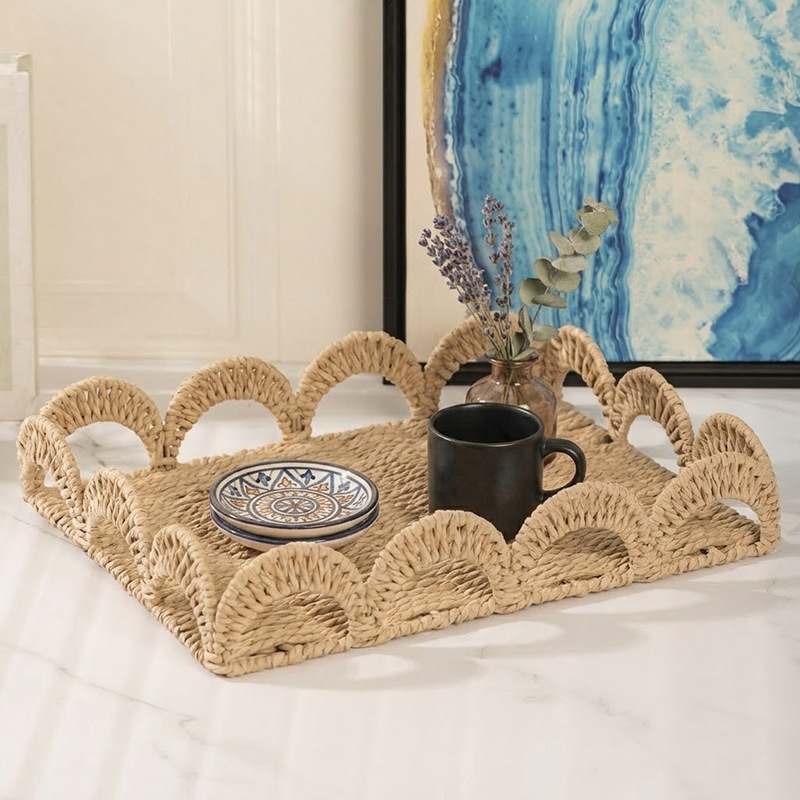 Mesa tejida a mano cesta de almacenamiento de cosméticos domésticos cuerda de papel baño decoración creativa cesta de almacenamiento plato de soporte de frutas image 4