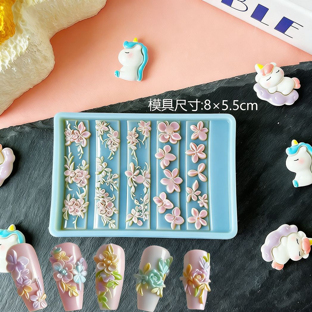 Molde de manicura amor arco en relieve flor ornamentos molde abrasivo alta permeabilidad estereoscópica DIY decoración molde de silicona