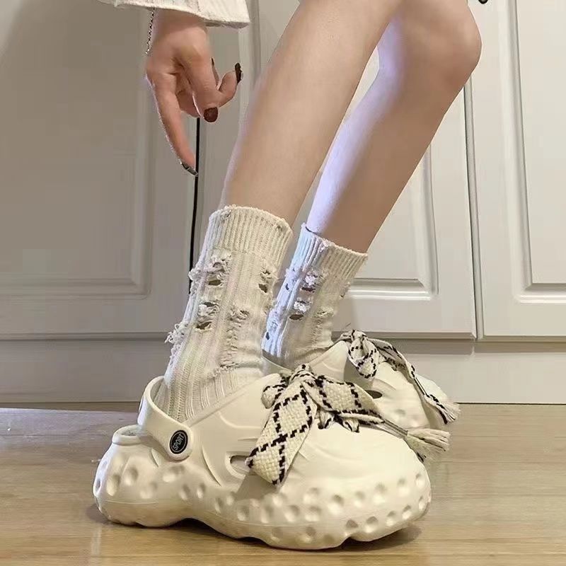 Medias de pila blanca de verano delgadas calcetines agujeros de moda transpirables medias de color sólido al por mayor en línea Zhuang Industry