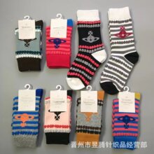 日单vivien西太后女袜土星撞色条纹泡泡袜时尚中筒休闲潮袜批发