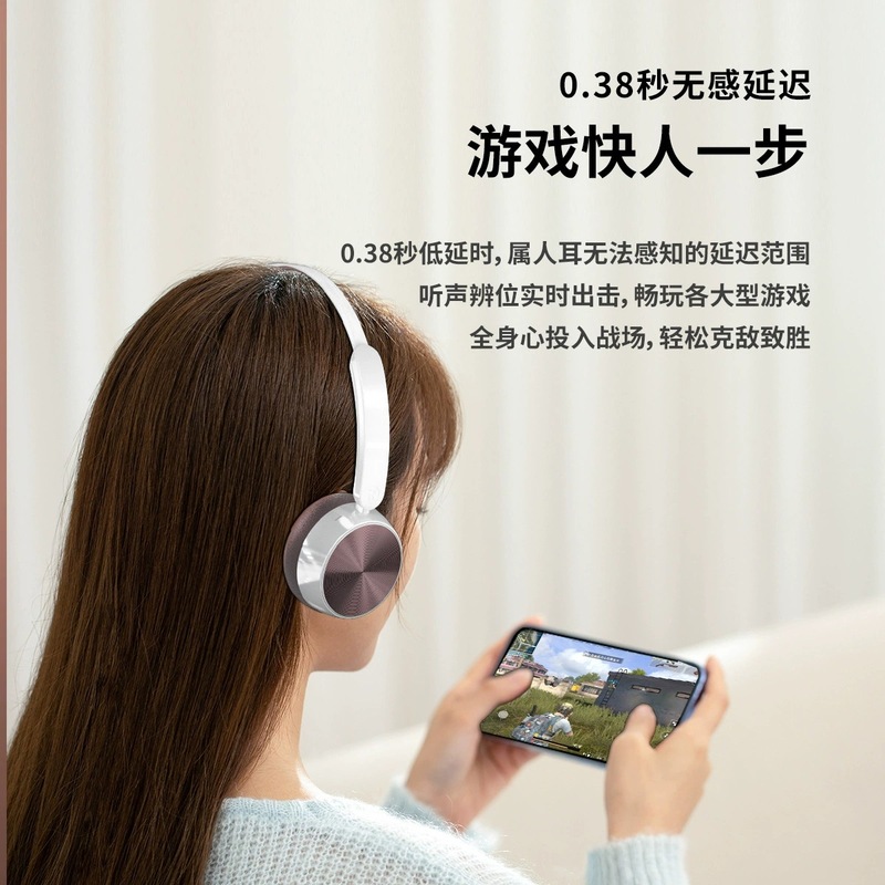 国境を越えた AKZ-68A ヘッドセット ワイヤレス Bluetooth ノイズキャンセリング ヘッドセット、女性用の TikTok レトロな装飾が施されたコンパクトなヘッドセット。|undefined