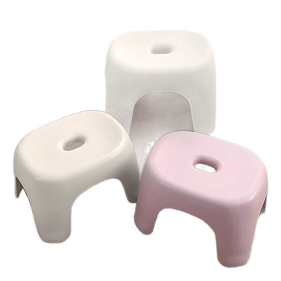 Small Low Stool for Home Use, Thickened Plastic, Suitable for Living Room Coffee Table, Children's Bathroom, Bathing Stool, and Bathroom Shoe-Changing Chair