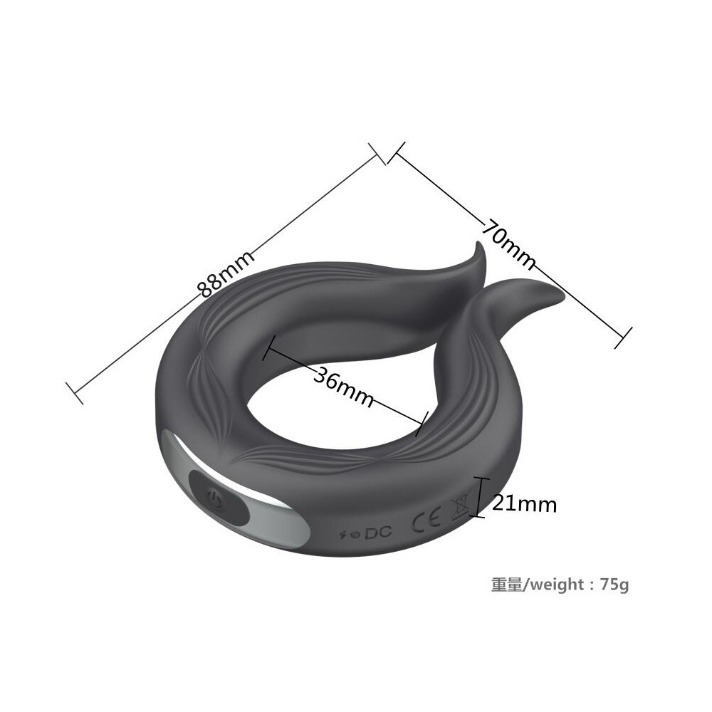 Rechargeable Vibrating Prostate Massager with Locking Ring, Silicone, Black — detail image 11