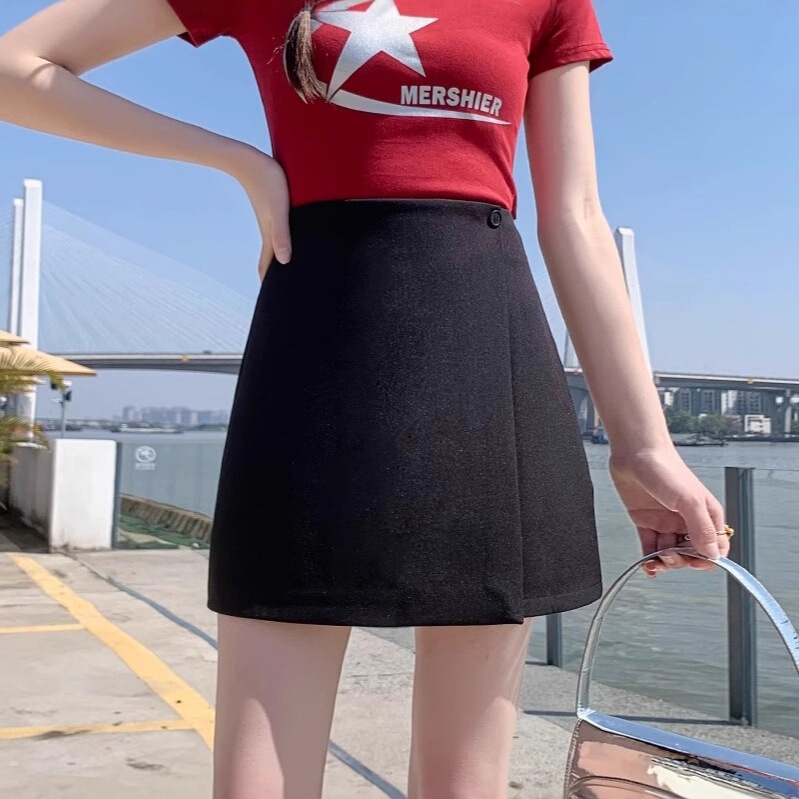 2025春秋装新款韩版高腰百搭显瘦不规则防走光西装包臀半身裙短裙|undefined