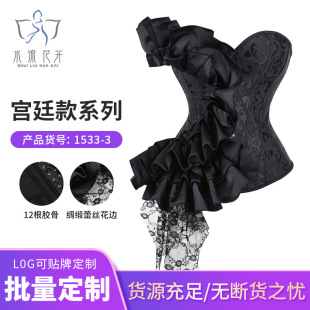 欧美束腰宫廷束身衣复古印花塑身衣收腹带紧身绑带corset腰封-阿里巴巴