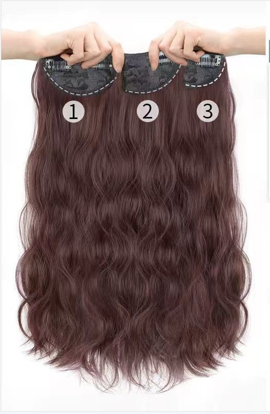 Peruca de cabello largo de mujer tipo tres piezas de imitación de cabello humano largo ondulado cabello largo recto flojo aumento de cabello invisible extensión de cabello sin rastro
