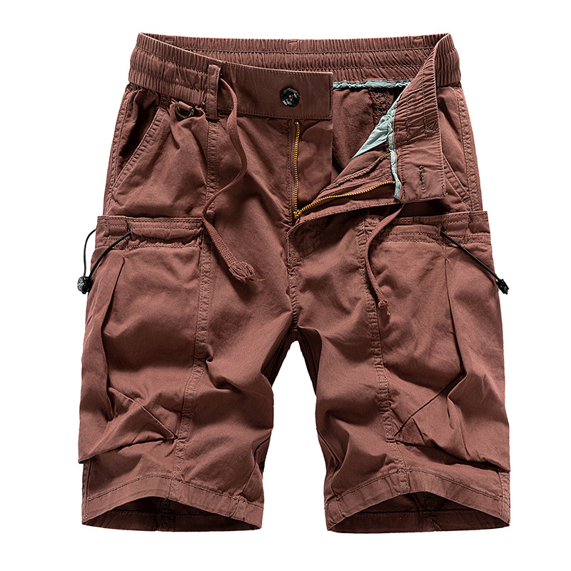 Summer New Style Solid Color Simple Retro Workwear Trendy Brand Shorts Men's Japanese Style Loose Fit Sports Outdoor