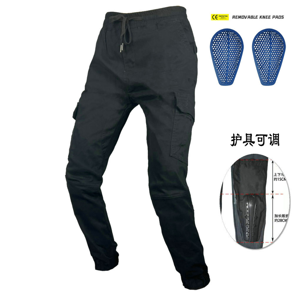 Pantalones de carreras de motos pantalones anti-caída de la motocicleta de los hombres atados al tobillo casual multi-Bolsa de ropa de trabajo pantalones vaqueros de silicona