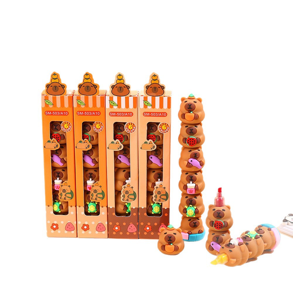 5 colores creativos Capibara pencil de dibujos animados pencil de empalme pencil de cuentas de mano pencil de graffiti marcado pencil de marca DIY