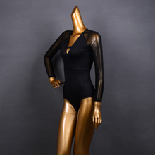 舞蹈拉丁舞摩登跳舞舞蹈服装女成人新款性感V领训练功服美胸上衣