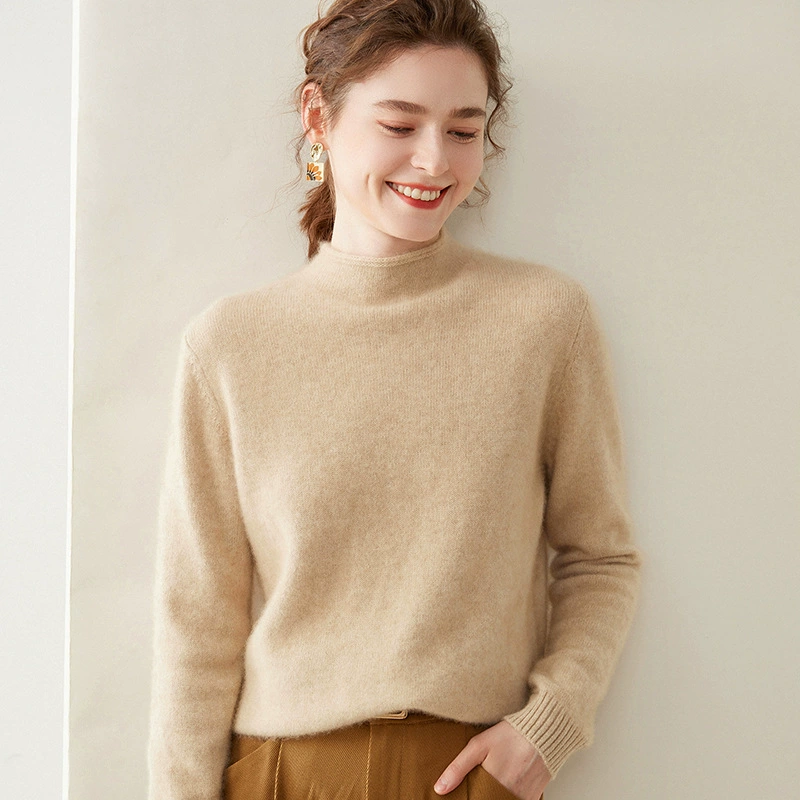 Cashmere base body-friendly classic keep warm sweater, high collar