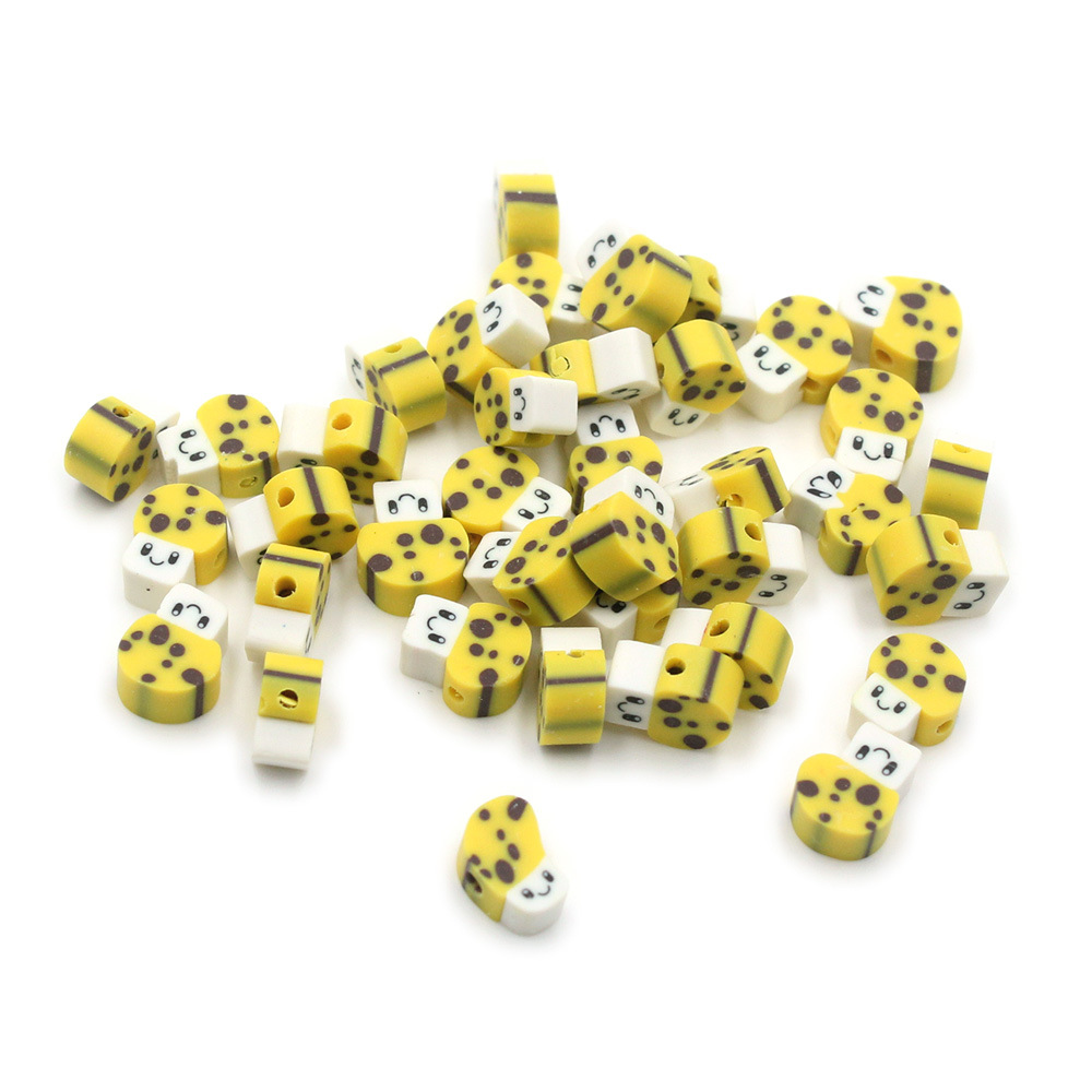 Cuentas de cerámica suave DIY, caras sonrientes, sueltas para pulseras y collares