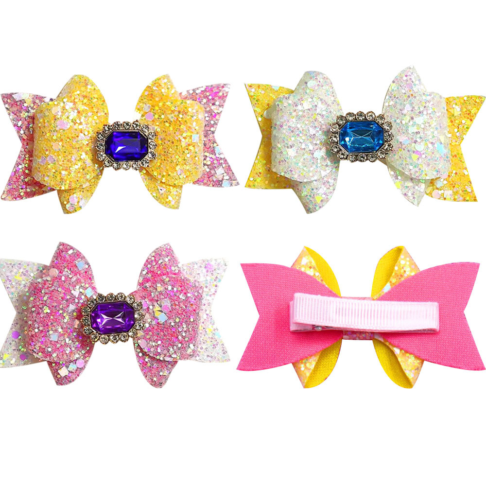 Shiny Baby Hair Accessories Girl's Dovetail Bow Diamond Duckbill Clip Japanese Star Hairpin Bag Shoes Accessories