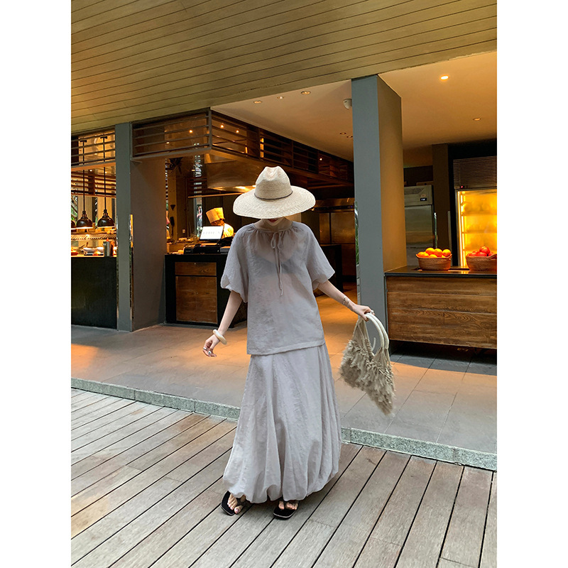 [Thirteen Elements Special Price 50% off Non-Returnable] Puffy Flower Bud Skirt Design Slimming Look Skirt Casual Long Skirt