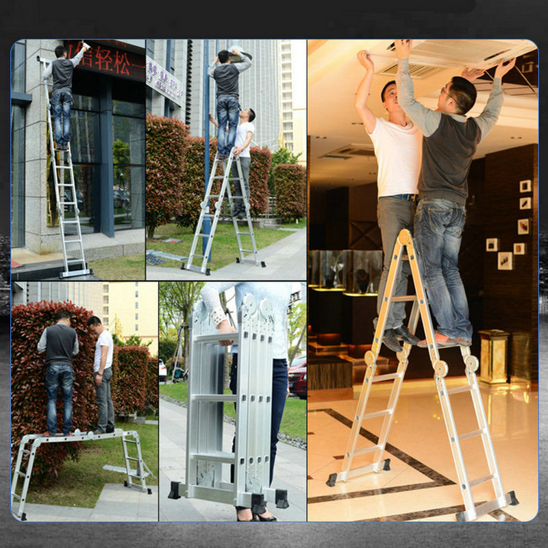 Jinluba Factory Escalera plegable de aleación de aluminio Escalera de cuatro pliegues Escalera telescópica Escalera de articulación recta al por mayor