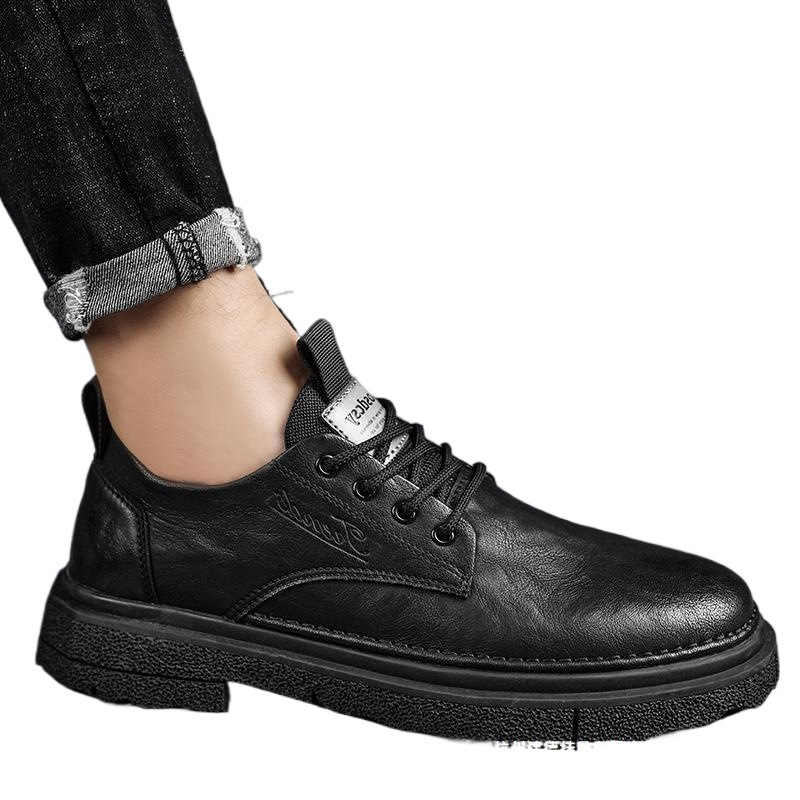 가죽 신발 남성 가을 겨울 남성 신발 비즈니스 남성 신발 블랙 레트로 남성 캐주얼 높이 증가 마틴 부츠