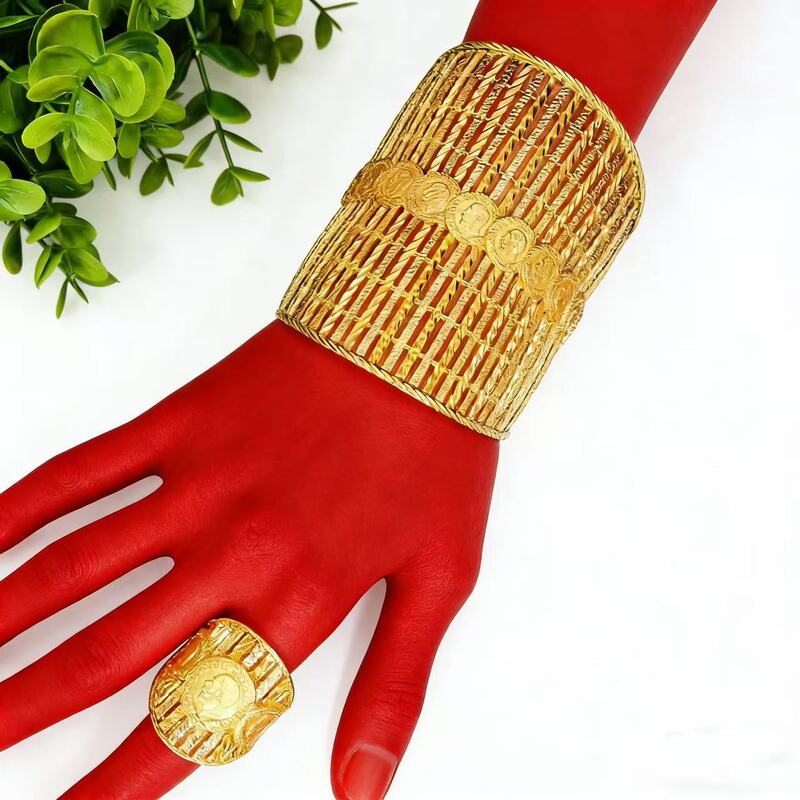 Cross-Border Women's New Style Hollow-Out Portrait Bracelet Ring Middle Eastern Indian Bride Wedding Sand Gold Jewelry Wholesale in Stock Cross-Border Women's New Style Hollow-Out Portrait Bracelet Ring Middle Eastern Indian Bride Wedding Sand Gold Jewelry Wholesale in Stock