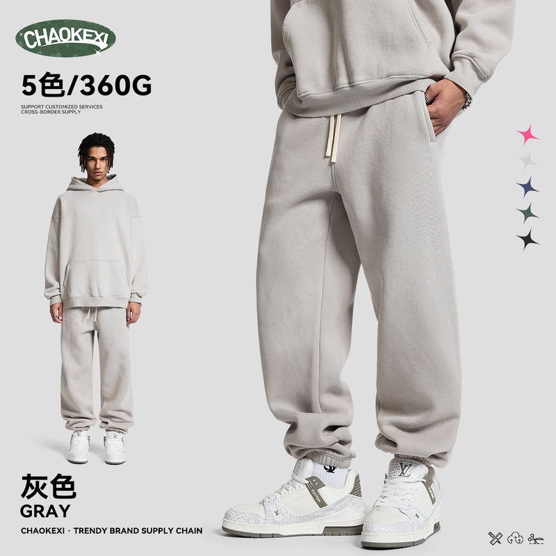 CKX秋冬新品360g高品质加绒休闲男长裤街头潮牌宽松束脚裤男卫裤3|undefined