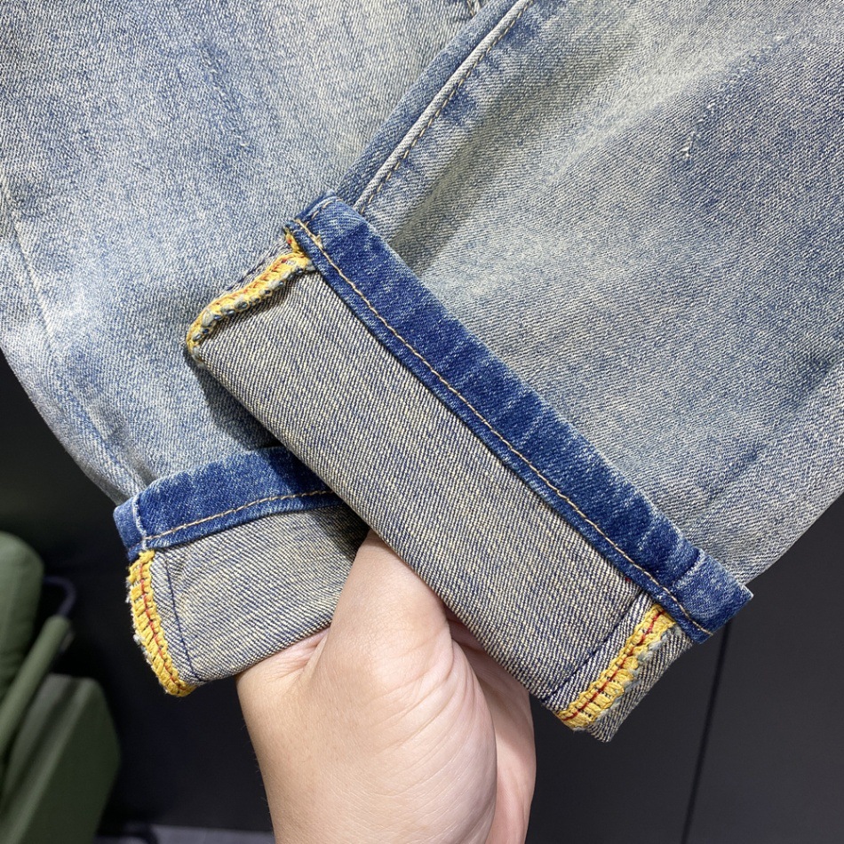 Men's Ripped Korean Style Slim Fit Handsome Skinny Pants Spring Autumn Youth Fashion Stretch Jeans_viptrois.com