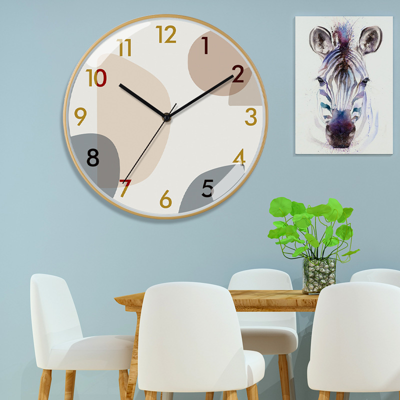 12-pulgadas 30cm nuevo estilo chino de madera-como patrón de bambú cepillado reloj mudo moda sala de estar personalizada creativa transfronteriza Reloj de pared