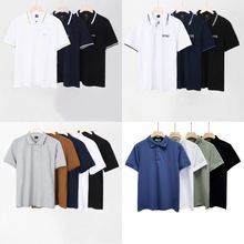 跨境 高版本Bos家 雨**斯刺绣logo纯色百塔短袖POLO衫男女款代发