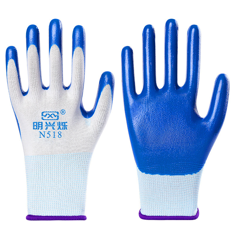 手套丁晴橡胶手套胶皮浸胶防水防滑工地劳工干活劳保耐磨工作手套