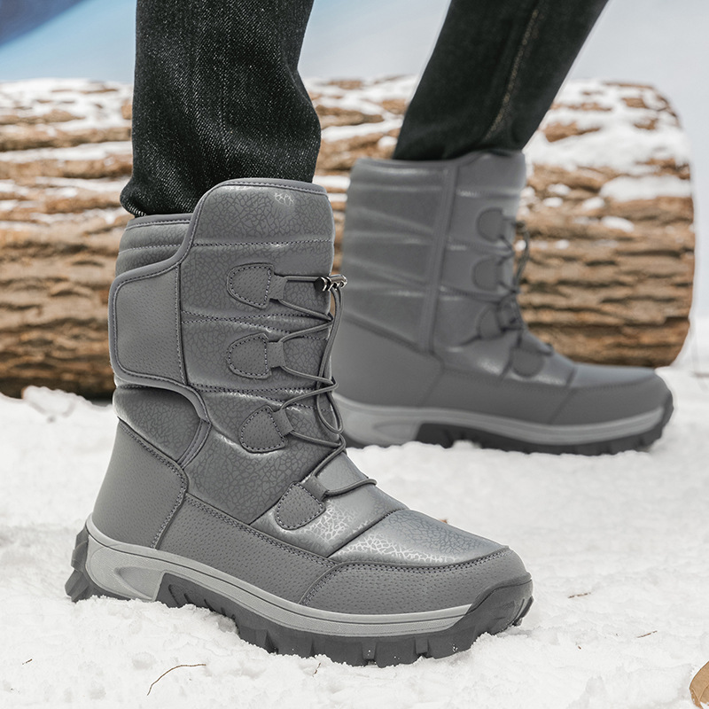 2024 nuevas botas de nieve transfronterizas de tamaño grande para hombres y mujeres, zapatos de algodón grueso, zapatos al aire libre antideslizantes, botas cálidas, olas de frío