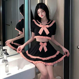 情趣内衣性感蝴蝶结学生JK制服睡衣可爱校园女仆诱惑免脱套装2910