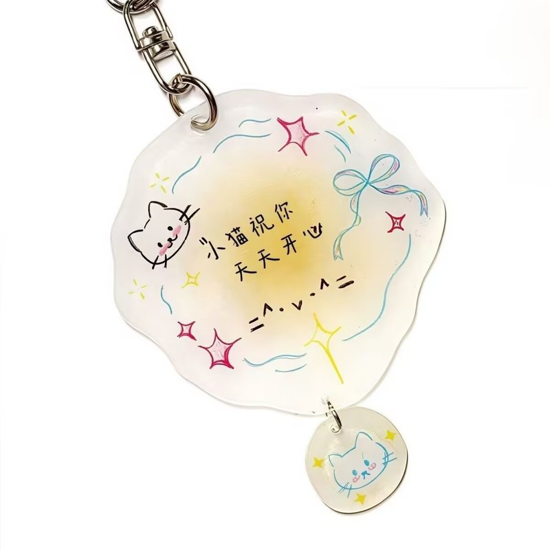 Kitten Wish You Happy Every Day アクリルキーホルダーペンダントガールハートかわいいバッグペンダント友人へのギフト|undefined