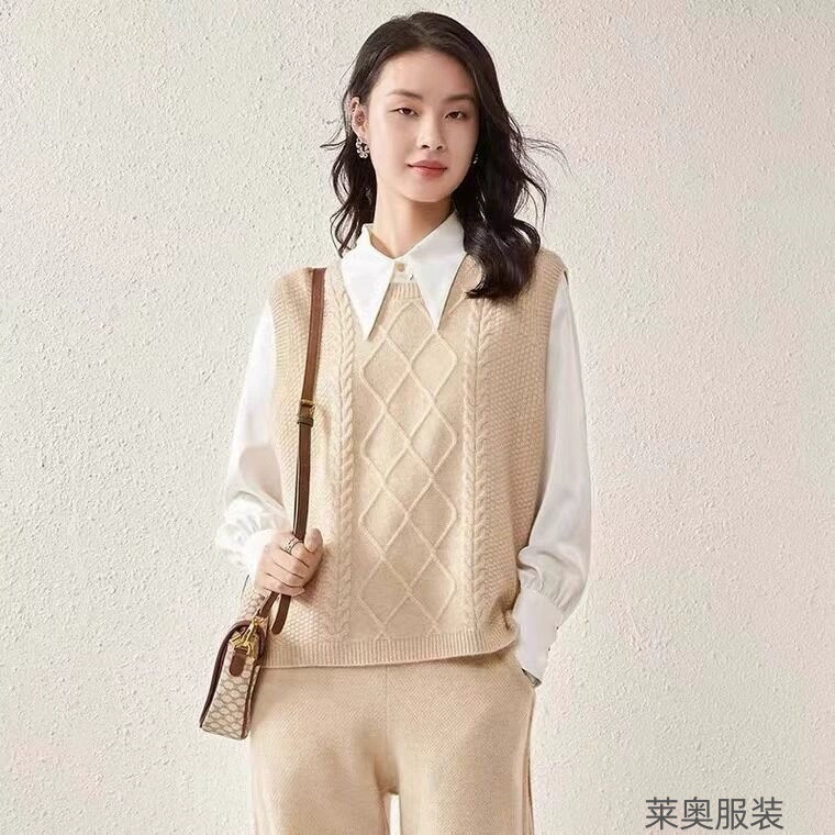 100 цельношерстяных жилетов женские осенние и зимние укладки рыхлый ласточкин хвост с открытым вилкой сплошной трикотажный свитер на плечо