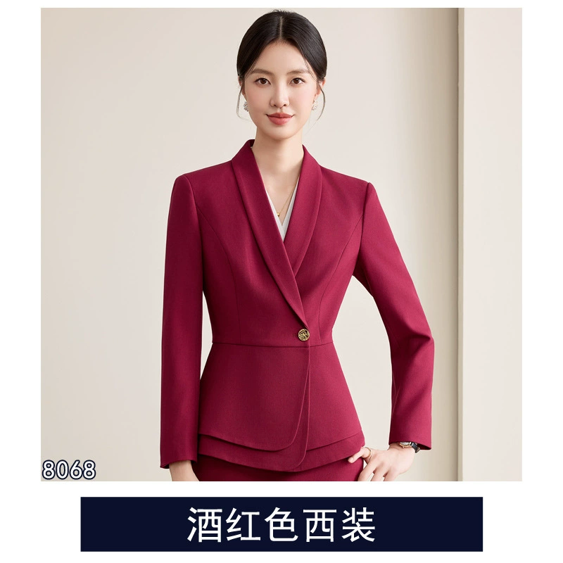 Demi-season fashionable long-sleeve, high-end fitted classic suit, brace for work
