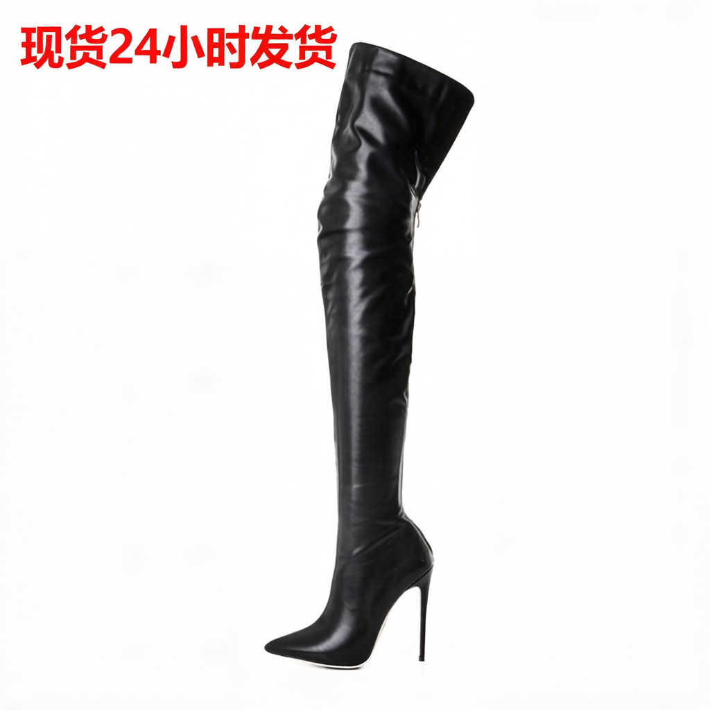 Amazon AliExpress 가을 겨울 대외 무역 새로운 유럽과 미국 스타일의 패션 맞춤형 무릎 위 대형 여성 부츠 43 제조 업체 도매