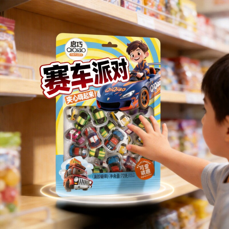 Qiqiao Fruit-Flavored Gummies, Fruit-Flavored Childhood Snacks, Children's Candy, Supermarket Candy, Fun Candy Wholesale