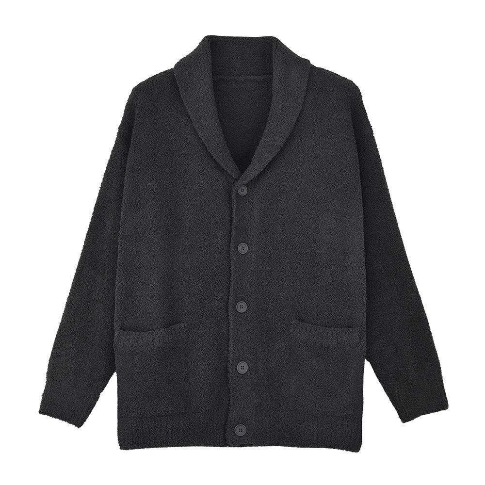 인쇄되지 않은 열 양모 원사 가정 의류 남성 반 벨벳 깃털 원사 가디건 가을, 겨울 잠옷 따뜻한 잠옷