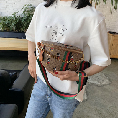 2021新款ins女士胸包 时尚潮流米奇图案斜挎单肩包 链条女包bags|ms