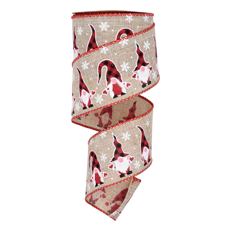 Dibujos Animados Santa Claus imitación decorativa cinta de cáñamo 63mm transfronteriza nueva Navidad lindo enano alambre cinta de cáñamo