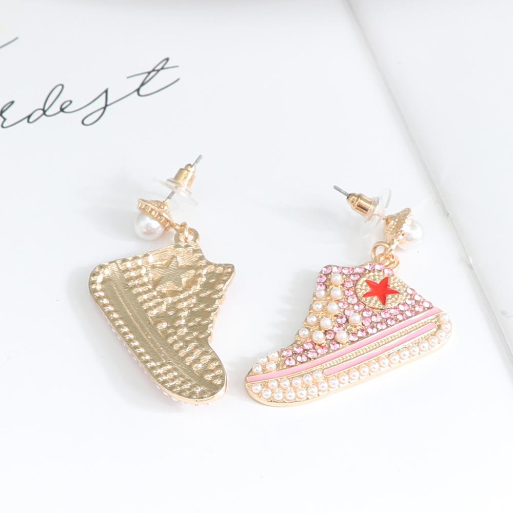 Fashion Shoe Imitation Pearl Alloy Rhinestone Women's Drop Earrings 1 Pair display picture 3