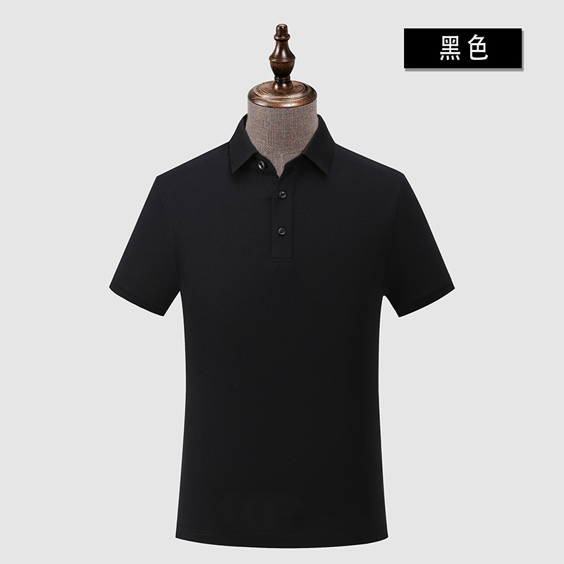 De gama alta 5A antibacteriano suave transpirable durable hombres de verano solapa de manga corta de color sólido de seda de morera Polo personalización