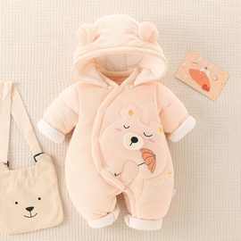 新生婴儿连体衣秋冬加厚保暖套装满月宝宝外出服抱衣棉服冬天衣服