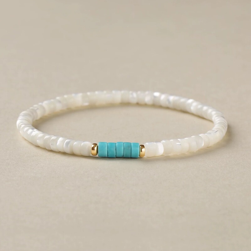 Horseshoe Snail White Shell Bracelet Magnesite Turquoise Advanced Artistic Light Luxury All-match Fresh Bracelet Horseshoe Snail White Shell Bracelet Magnesite Turquoise Advanced Artistic Light Luxury All-match Fresh Bracelet