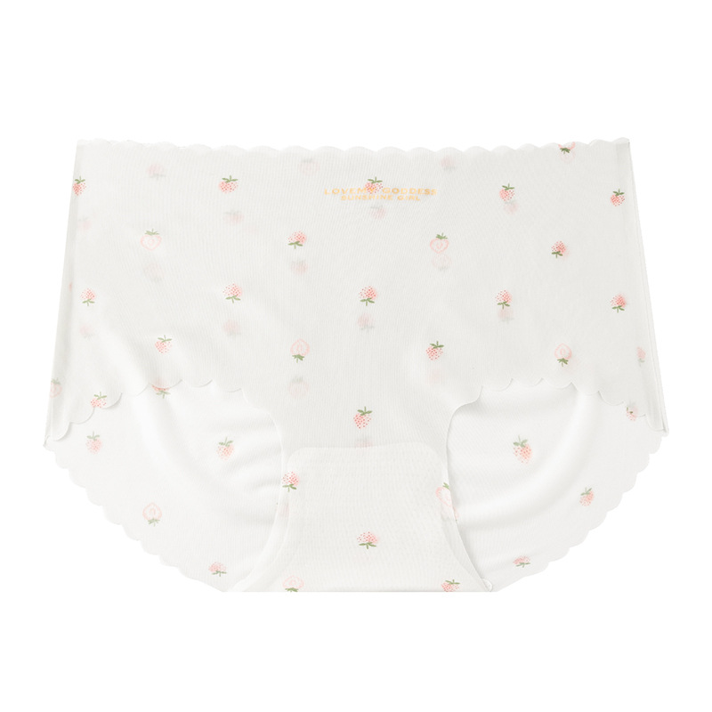 Chica de seda de hielo de fresa sin costuras estilo delgado de secado rápido estudiante entrepierna de algodón puro cintura media niña mujer antibacteriana refrescante