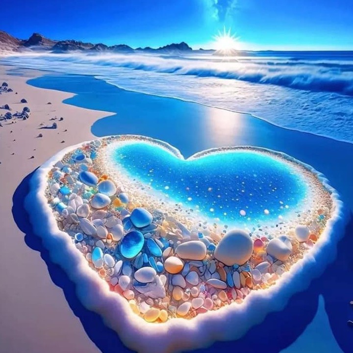 Pintura de diamantes de playa 5D de amor pintura de diamantes redonda pintura de decoración de la sala de estar DIY pintura de diamantes colorida paisaje pegatinas de diamantes