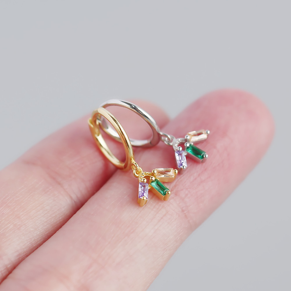 Géométrique Mode Argent Sterling 925 Gemme Placage Des Boucles D'Oreilles display picture 3