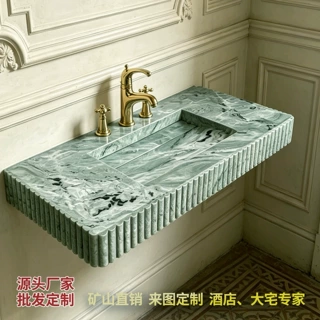 绿色天然高级感大理石家具定制茶几吧台餐桌桌面台面定制加工批发