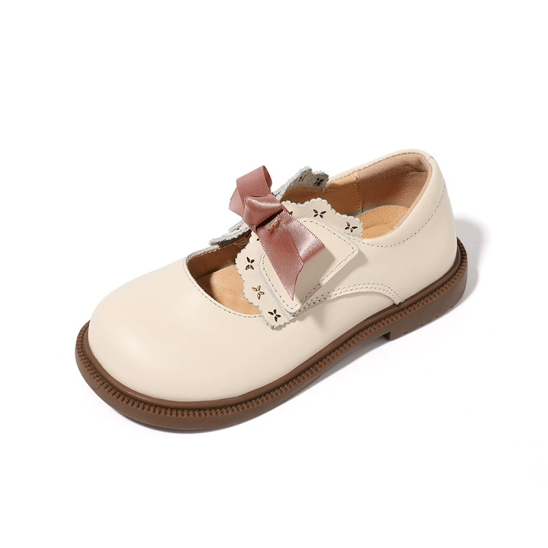 Детские кожаные туфли для девочек, весна-осень 2025, модные мягкие туфли на небольшом каблуке, модные туфли-принцессы для маленьких девочек