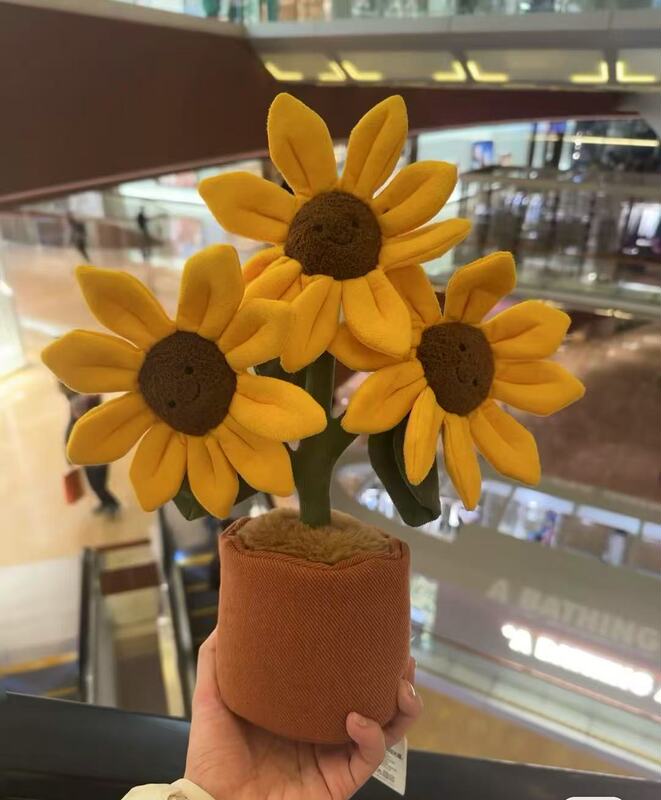 国産ジェリーキャットと同じスタイルの水仙、チューリップ、ヒマワリ、デイジー、大輪の花、鉢植えのおもちゃ、花束|undefined