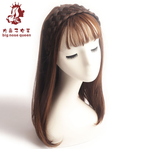 6cm ultra-wide wig cap, conceals white hair, 6-strand braided, high forehead, handmade, with frayed edges, toothed and anti-slip hair accessory, headpiece