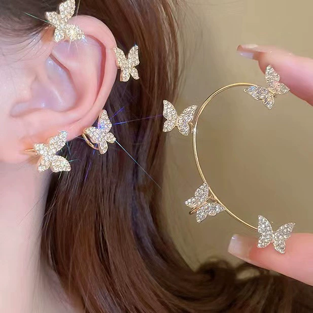 Серьги-ушки, легкая роскошь стиль бабочка серьги-бусы, клип-on без прокола, золото или серебро