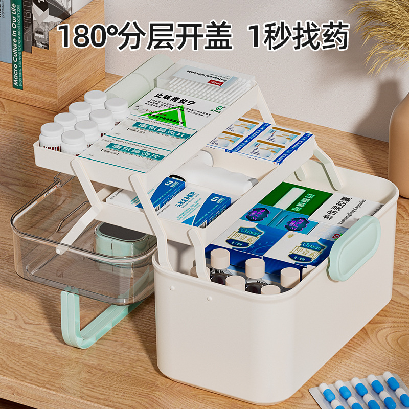 Medicine Box Household Portable Drug Storage Box Large Capacity Multi-layer Children's Medical Kit First Aid Small Medicine Box