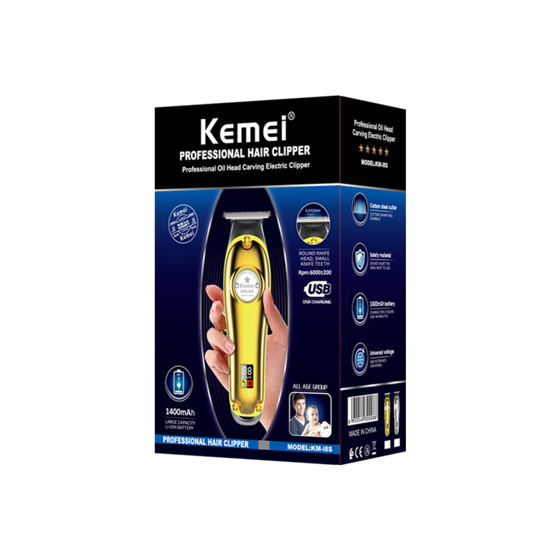 Kemei cuerpo de metal KM-I8S cortadora de cabello LCD pantalla LCD cortadora de cabello eléctrica cortadora de cabello